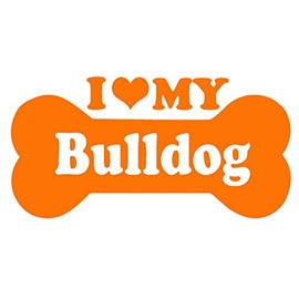STICKER DAD I Love My Bulldog Bone V1 Vinyl Decal by stickerdad® - Size: 6", Color: Orange - Windows, Walls, Bumpers, Laptop, Lockers, etc.