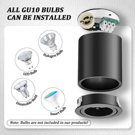 GeyouLux Surface-Mounted Spotlight GU10 Diameter 80 x 84 mm Ceiling Spotlight Black Surface-Mounted with GU10 Socket, Ceiling Light 45° Swivelling Aluminium, Surface-Mounted Spotlight 230 V Round