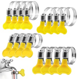 16 Pieces 4 Size Hose Clips Set with Handle, Adjustable 10-44mm Range Stainless Steel Hose Clamps, Stainless Steel Tightening Clips for Pipes, Tubes, Garden Hose, Washing Machine, Plumbing Repairs