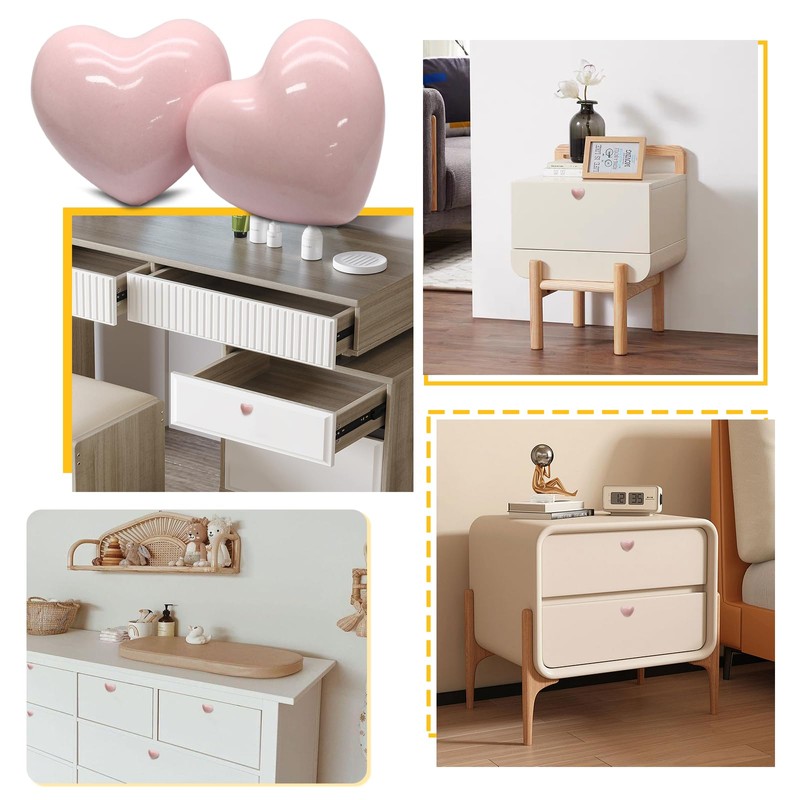 Cionyce 12 Pcs Ceramic Cabinet Knobs Heart Shape Cabinet Pulls