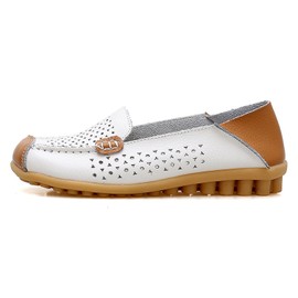 VenusCelia Women's Concise Comfort Walking Flats Loafer(9 M US,CoWhite)