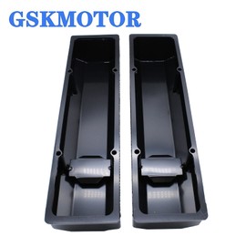 GSKMOTOR Black Anodized Fabricated Aluminum Tall Valve Covers 1/4" Rail for Chevy Small Block SBC 283 305 327 350 383 400