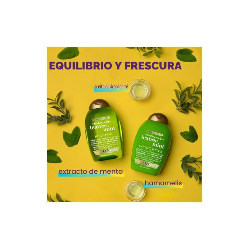 OGX, Shampoo Extra Fuerte de Tea Tree y Menta, 385