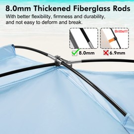 WhiteFang Beach Tent Anti-UV Portable Sun Shade Shelter for 3 Person, Extendable Floor with 3 Ventilating Mesh Windows Plus Carrying Bag, Stakes and Guy Lines (Sierra Blue)