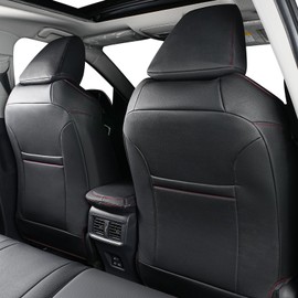 TGKUD RAV4 Seat Covers, Leather Car Seat Cover Full Set for RAV4 Hybrid (Not for XSE&2022-2024 SE Hybrid) 2019 2020 2021 2022 2023 2024 2025 - Black & Red