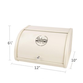 X458 Metal Bread Box for Kitchen Countertop - Stainless Steel Bread Box for Kitchen - Bread Storage Container - Airtight Holder for Homemade Bread, Cream Color