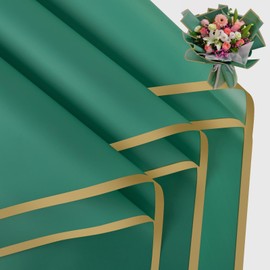 FUHITIM 20 Sheets Flower Wrapping Paper - Waterproof Floral Bouquet Packaging Paper for DIY Crafts，Florist Supplies Packaging Paper for Wedding Birthday Gift(Emerald Green)
