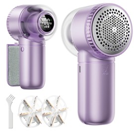 Fabric Shaver with Lint Brush, Large Lint Shaver with Digital Display, 3-Speeds Lint Remover with 6-Leaf Blades, Electric Sweater Shaver to Remove Pilling for Clothes, Furniture