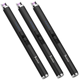 SUPRUS Candle Electric USB Lighter Safety Switch Rechargeable Flameless Plasma Windproof Pocket Size (Pack of 3)
