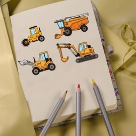 GLOBLELAND Transparente Stempel „Engineering Vehicle“ Für Die Kartenherstellung, „BAU-LKW“ Und „Schilder“, Transparente Silikonstempel Für DIY-Scrapbooking-Zubehör, Prägepapier, Kartenalbum