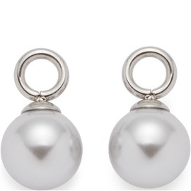 Jewels by Leonardo Perla Beauty's 024335 Earrings Pendant Silver Coloured Stainless Steel Imitation Pearl in Light Grey Jewellery Women's Gift, Stainless Steel, No Gemstone