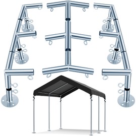 Blulu 15 Pcs 6 Leg Style Carport Canopy Pipe Fittings Low Peak Connectors with Threaded Eyebolts Galvanized Steel Canopy Connectors for 1 3/8 inch Pipe Flower Stands and Greenhouse Frames Awnings