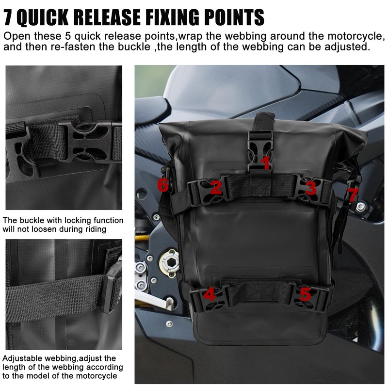 Vechkom Motorcycle Crash Bar Bag 100% Waterproof Travel Luggage -