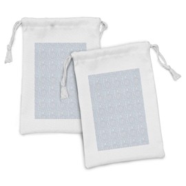Ambesonne Marble Print Fabric Pouch Set of 2, Stained Look Jumble Pattern of Stain Details in Pastel Colors, Small Drawstring Bag for Toiletries Masks and Favors, 9" x 6", Pale Blue Ceil Blue White