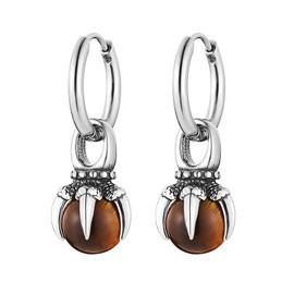 HZMAN Dragon Claw Dangle Drop Earring for Women Men Stainless Steel Lightweight Hypoallergenic Crystal Ball Hinged Hoop Earring Party Wedding Jewelry Gift