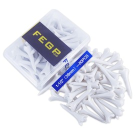 1 ½” Plastic Golf Tees - These Short Golf Tees are Perfect for Irons, Hybrids, Par Threes, Low Profile Woods, and The Driving Range -Pack of 50 Bulk White Durable 4 Prongs Plastic Tees