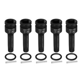 HARFINGTON 5pcs 1/2" Drive M14 Triple Square Impact Spline Bit Socket 14mm CR-MO Steel 12-Point Triple Square Sockets with Cotter Pin and O-ring for Power Drill Drivers Adapter