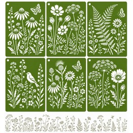 Wall Stencil Kit for Painting, 6 PCS Large Reusable Floral Stencils