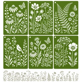 Wall Stencil Kit for Painting, 6 PCS Large Reusable Floral Stencils