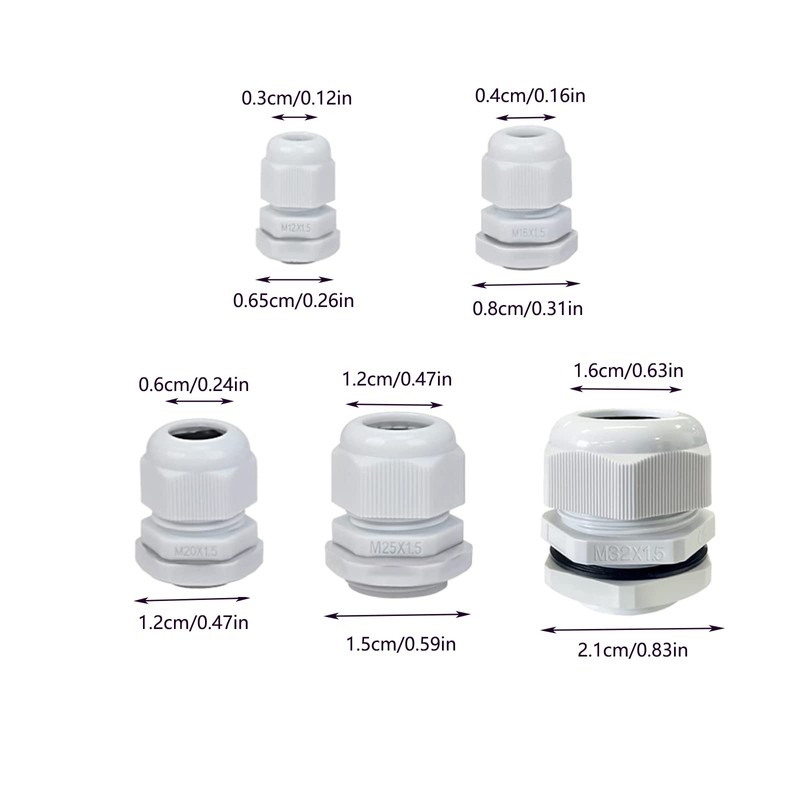 Pack of 50 Cable Glands, Cable Grommet, IP68 Waterproof, Fire