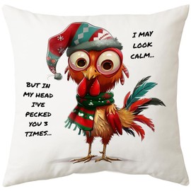 Cirzone Chicken Gifts Chicken Decor Christmas Pillow Cover 18 x 18 Funny Chicken Gifts for Women Lady Chicken Lovers Crazy Chicken Mom Gifts for Bedroom Sofa Home Decoration