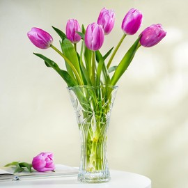 kanpura 9 Inch Glass Vases for Flowers Thickened 2.3 lb Large Flower Vase for Tables Centerpieces Clear Rose Vases for Wedding Reception, Home Decor, Housewarming Gift(Heavy Duty)