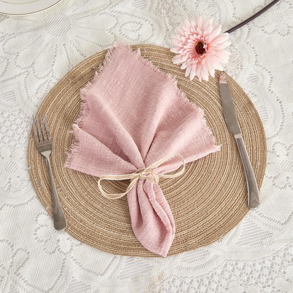 BALCONY & FALCON Cloth Napkins 100% Cotton with Fringed Handmade