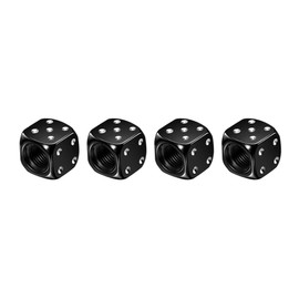 Marcraft Black Metal Dice Tyre Wheel Alloy Valve Caps Dust Caps (4 Pack) Universal for Cars, SUVs, Bicycles, Motorcycles, Trucks | Rubber Airtight Seal | Aluminium Alloy | Screw-On