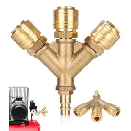 TIDEVAN Compressed Air Distributor Triple with Couplings, NW 7.2 1/4 AG Air Hose Quick Coupler Distributor Compressed Air Distributor Triple with Couplings Compressed Air Switch with External Thread