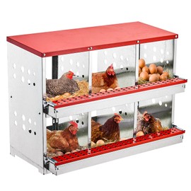 Nesting Boxes for Chickens, 6 Compartment Forward RollOut & Rollaway, Dulex Chicken Nesting Boxes with Egg Collection, Nesting Boxes for Hens, Duck Poultry, Metal Heavy Duty Chicken Coop with Perch