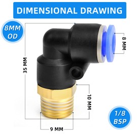 ERGAOBOY 10pcs 8mm Pipe AD x 1/8 BSP Male Angle for Connecting Fittings (PL8-01)