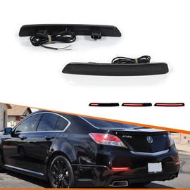 ADIIL 2PCS Smoked Lens Red LED Rear Bumper Bar Reflector Lights For 2012 2013 2014 Acura TL
