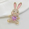 CYPINA Adorable Pink Enamel CZ Bunny Rabbit Brooch Pin with