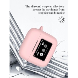 Case for J-B-L Tour PRO 3 True Wireless Earbuds with 2 Pack Screen Protector,Soft Protective,Shockproof, BOVUGAC Silicone Case Cover with Keychain & Cleaning Kit & Lanyard-Pink