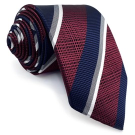 S&W SHLAX&WING Tie for Men Stripes Blue Red White Necktie Formal Big and Tall XL Extra Long 63"