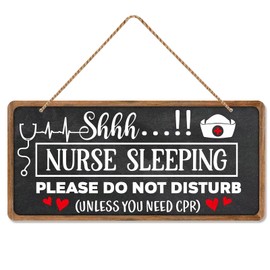 SICOHOME Nurse Sign Nurse Sleeping Sign Shhh Sleeping Nurse Door Sign Night Shift Worker Sleeping Sign Nurse Appreciation Do Not Disturb Graduation Sign Nurse Wall Decor for Nurse Office