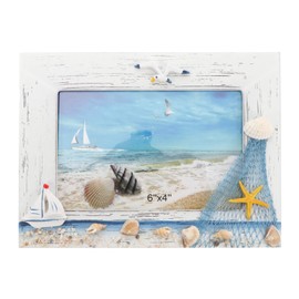 Mediterranean Picture Frame Nautical Photo Frame Coastal Picture Frame Beach Tabletop Photo Holder Stand Wooden for Mediterranean Ocean Desktops Display Ocean Theme Picture Frame