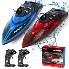 Yamaester RC Boat for Kids 2 Pack Remote Control Boats Toy with Light Waterproof with Rechargable Battery Boat for Pools Lakes Gifts Boys Girls Adults