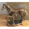 LEONARDO Horse Mare & Foal figurine aged bronze effect, Bronzed