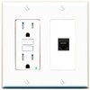 RiteAV CAT6-BLACK Wall Plate with GFCI Power Outlet [White]