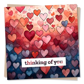 Cute Heart Pattern Thinking Of You Card - Love Heart Design - Sympathy Or Condolences Card - Made in UK