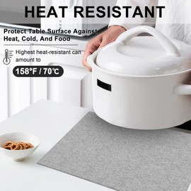 LANDVIEW Cloth Placemats Set of 6, Cotton Linen Blend Machine Washable Durable Linen Table Mats, Heat Resistant Placemats Wrinkle Free Place Mats for Dining Table, Easy to Clean (Light Grey, 6)