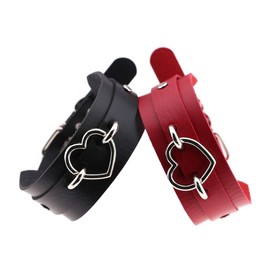 eYLun Women Leather Necklaces Collar Choker Heart Punk Rock Adjustable Collar Necklaces Yellow