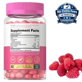 Cabello Piel y Unas con Biotina 5000mcg Vitamina C, E Sabor Frambuesa 75 Gomitas