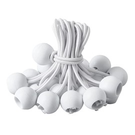 DOITOOL Ball Bungee Cords 10 Inch, 50Pack White Tarp Ball Bungee Ties Heavy Duty Bungee Cord Balls Weather Resistant Canopy Tarp Tie Down for Camping Tarp Cargo Tent