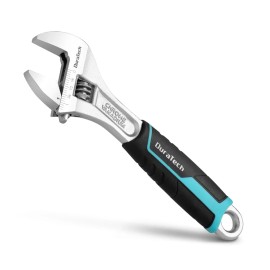 DURATECH 8-Inch Adjustable Wrench Metric & SAE Cr-V Steel Wrench Wide Jaw Wrench