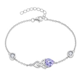 Inpasne Infinity Celtic Knot Bracelet 925 Sterling Silver June Birthstone Alexandrite Bracelet Irish Jewelry Gifts for Women