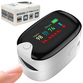 Oxygen monitor finger adults - Pulse oximeter - Finger Oxygen SpO2 Saturation Monitor with LED Display,Heart rate monitor Accurate Fast Easy (White)