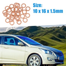 A ABSOPRO Copper Washer 10 x 16 x 1.5mm Flat Sealing Gasket Ring (Set of 30)