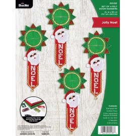 Bucilla Felt Applique 4 Piece Door Hanger Kit, Jolly Noel, Perfect for DIY Arts and Crafts, 89538E
